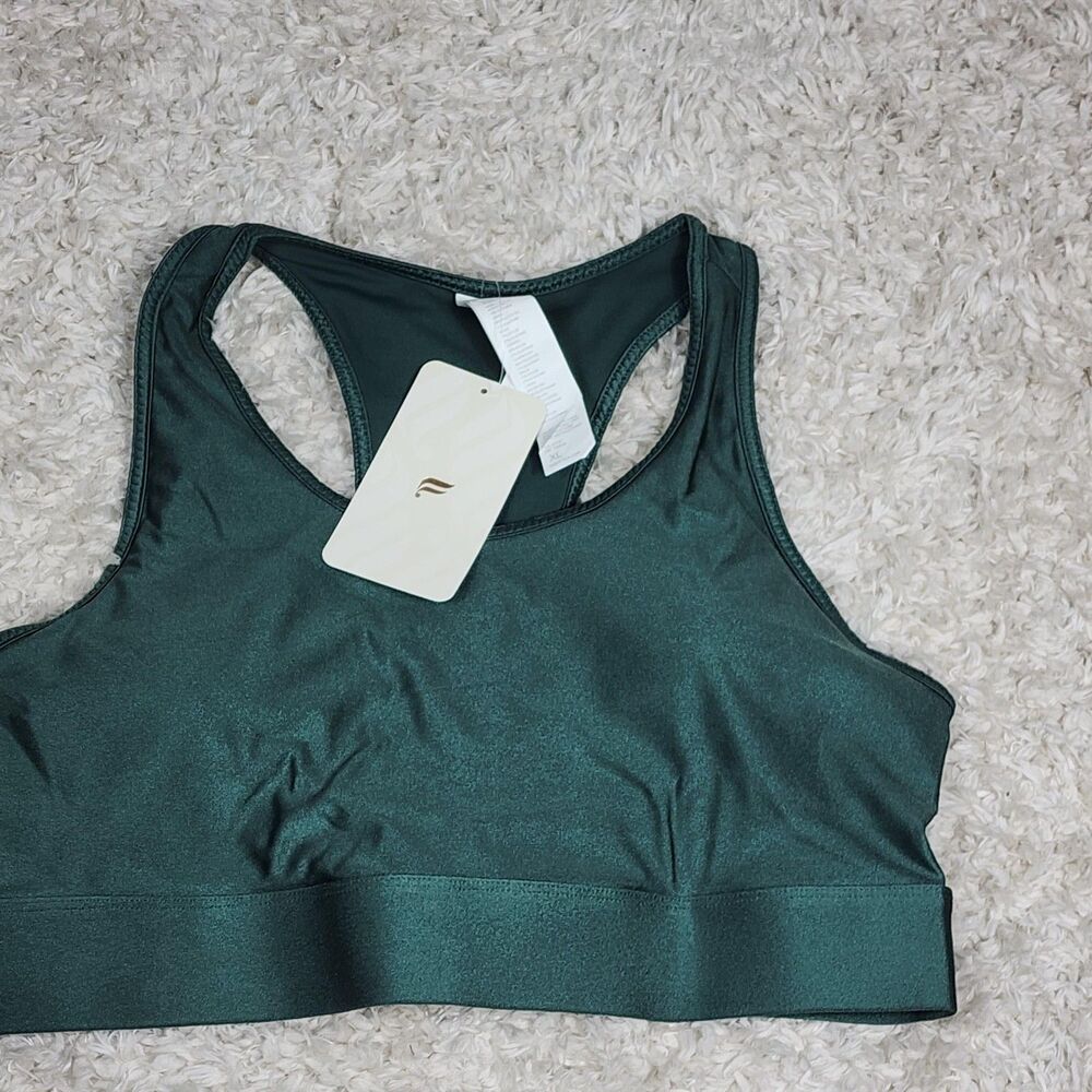 Fabletics Sports Bra Womens XL Green Nyla Medium Impact Racerback Mesh Gym Yoga - Picture 3 of 11